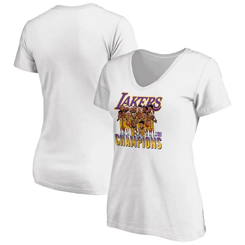 Fanatics Los Angeles Lakers 2020 NBA Finals Champions Team Caricature V-Neck T-Shirt