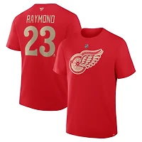 Fanatics Lucas Raymond Detroit Wings Authentic Stack Name  Number T-Shirt