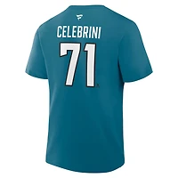Fanatics Macklin Celebrini San Jose Sharks Authentic Stack Name  Number T-Shirt