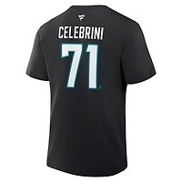 Fanatics Macklin Celebrini San Jose Sharks Authentic Stack Name  Number T-Shirt