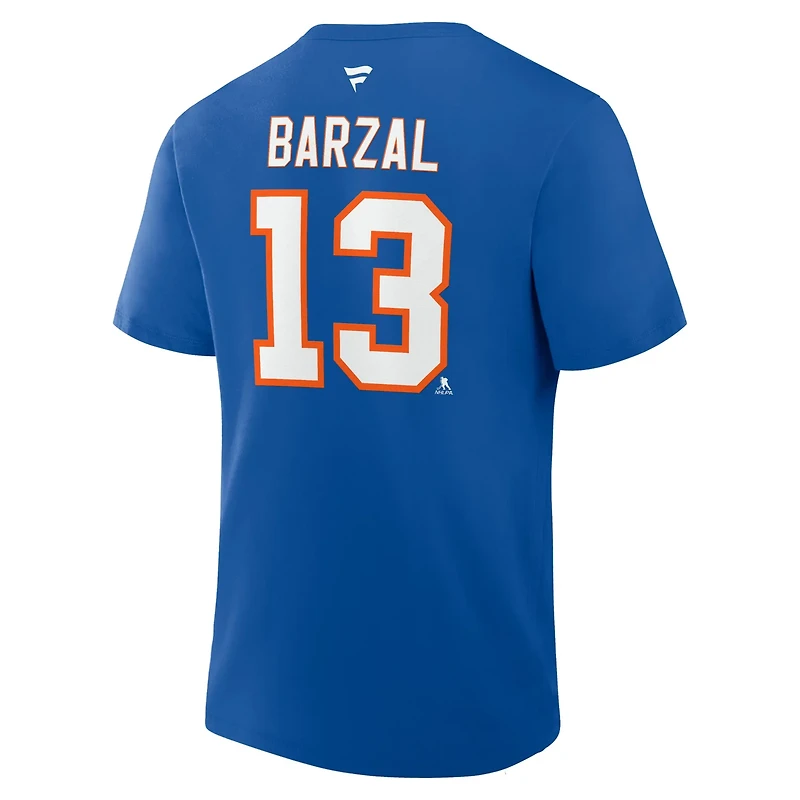 Fanatics Mathew Barzal New York Islanders Authentic Stack Name  Number T-Shirt