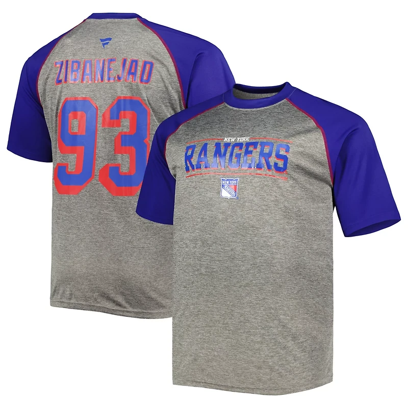 Fanatics Mika Zibanejad New York Rangers Big Tall Contrast Raglan Name Number T-Shirt