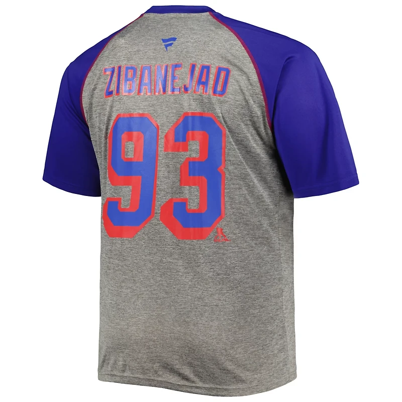 Fanatics Mika Zibanejad New York Rangers Big Tall Contrast Raglan Name Number T-Shirt