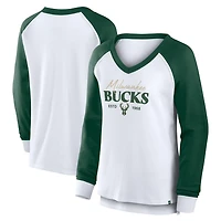 Fanatics Milwaukee Bucks Open Lane Waffle Long Sleeve V-Neck T-Shirt