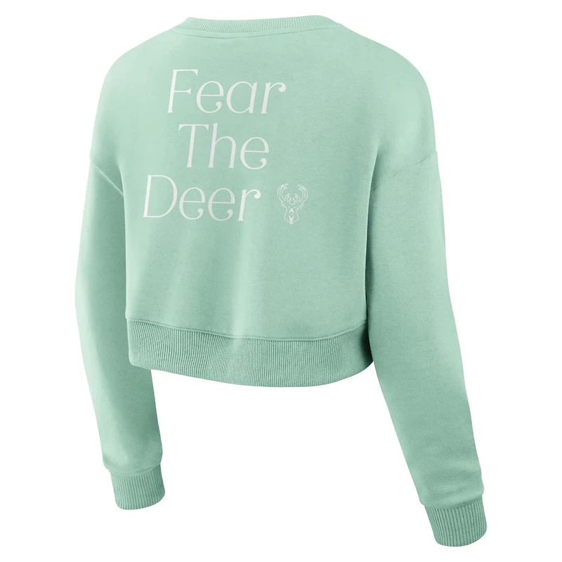 Fanatics Milwaukee Bucks Studio Premium Cropped Pullover Sweatshirt