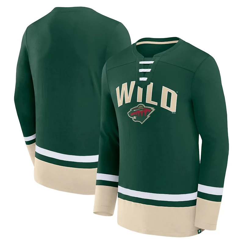 Fanatics Minnesota Wild Back Pass Lace-Up Long Sleeve T-Shirt