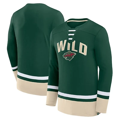 Fanatics Minnesota Wild Back Pass Lace-Up Long Sleeve T-Shirt