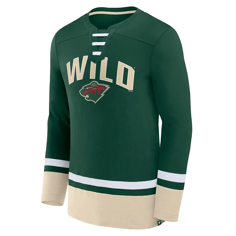 Fanatics Minnesota Wild Back Pass Lace-Up Long Sleeve T-Shirt