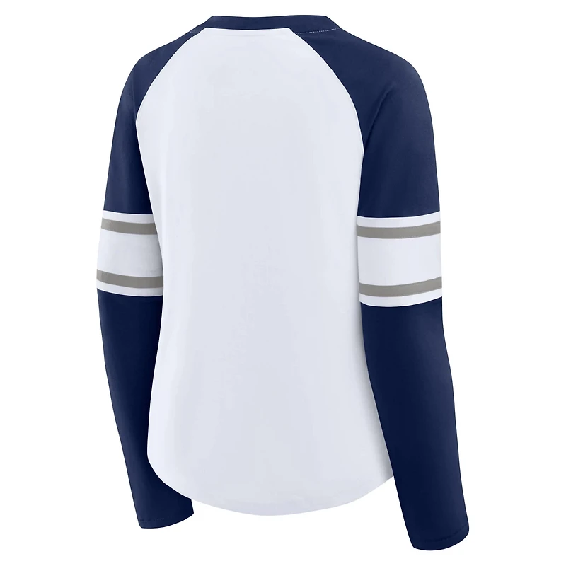 Fanatics Navy New York Yankees Blitz Package Raglan Lace-Up V-Neck Long Sleeve T-Shirt