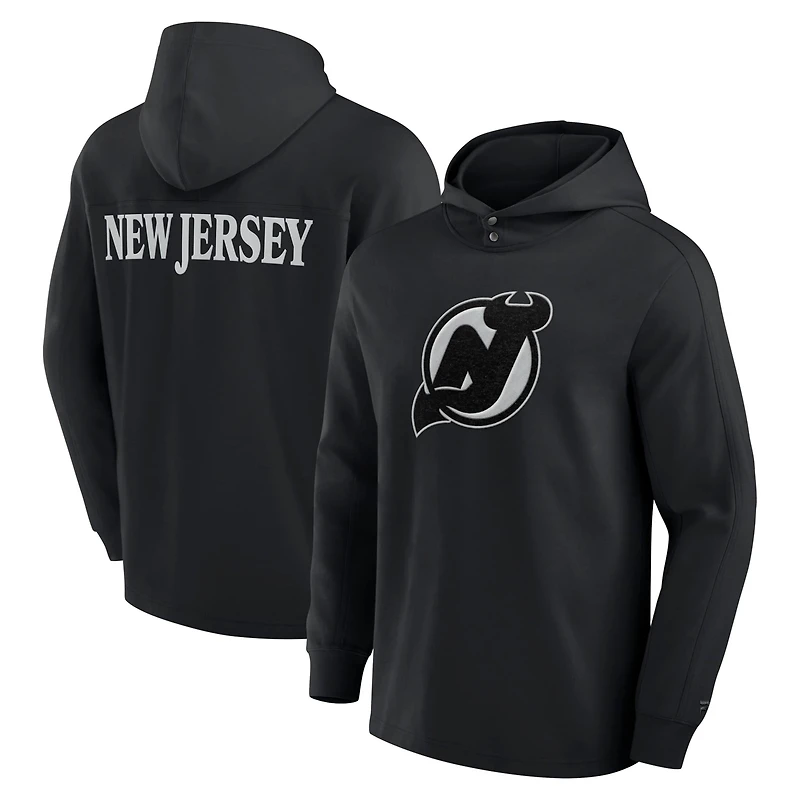 Fanatics New Jersey Devils Elements Blaze Tri-Blend Long Sleeve Hoodie T-Shirt