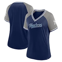 Fanatics New York Yankees Glitz  Glam League Diva Raglan V-Neck T-Shirt