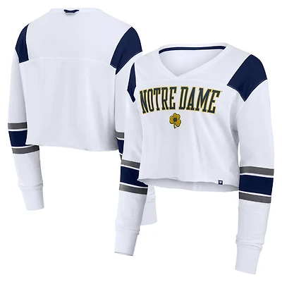 Fanatics Notre Dame Fighting Irish Training Camp Cropped Long Sleeve V-Neck Fashion Top
