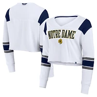 Fanatics Notre Dame Fighting Irish Training Camp Cropped Long Sleeve V-Neck Fashion Top