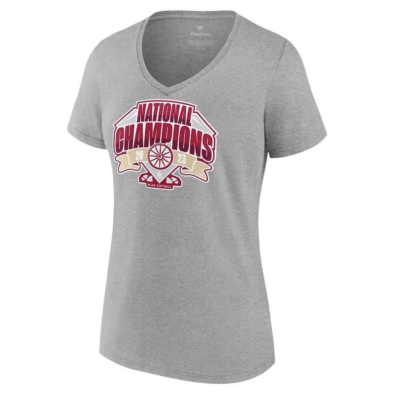 Fanatics Oklahoma Sooners 2023 NCAA Softball College World Series Champions Official Logo V-Neck T-Shirt