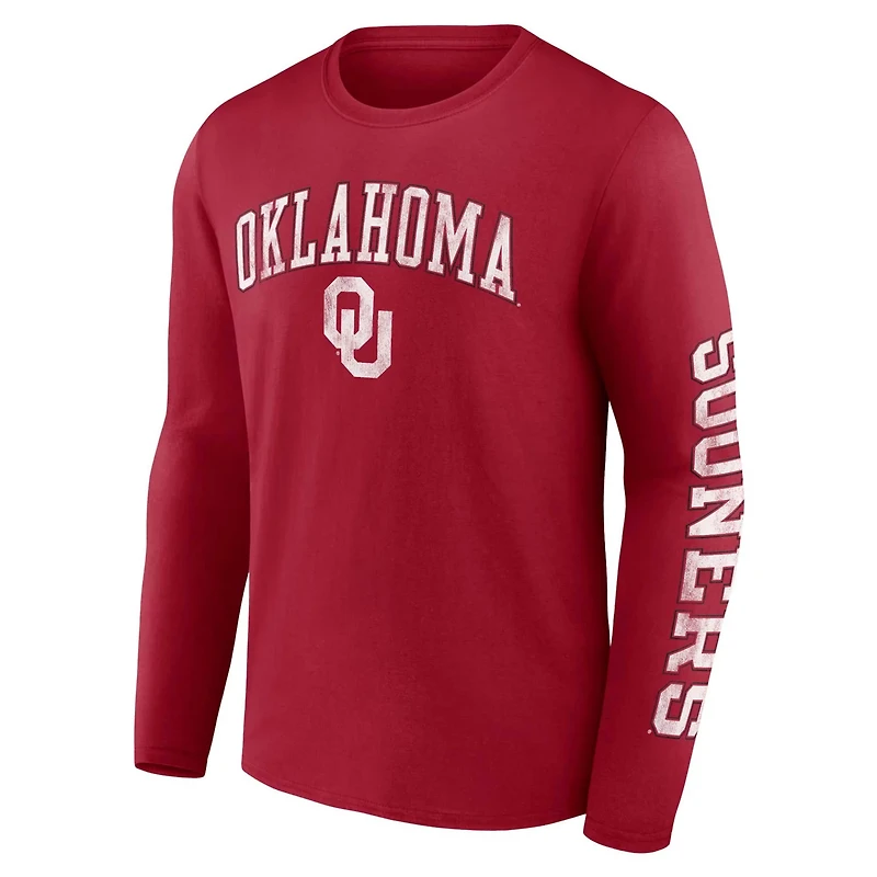 Fanatics Oklahoma Sooners Distressed Arch Over Logo Long Sleeve T-Shirt