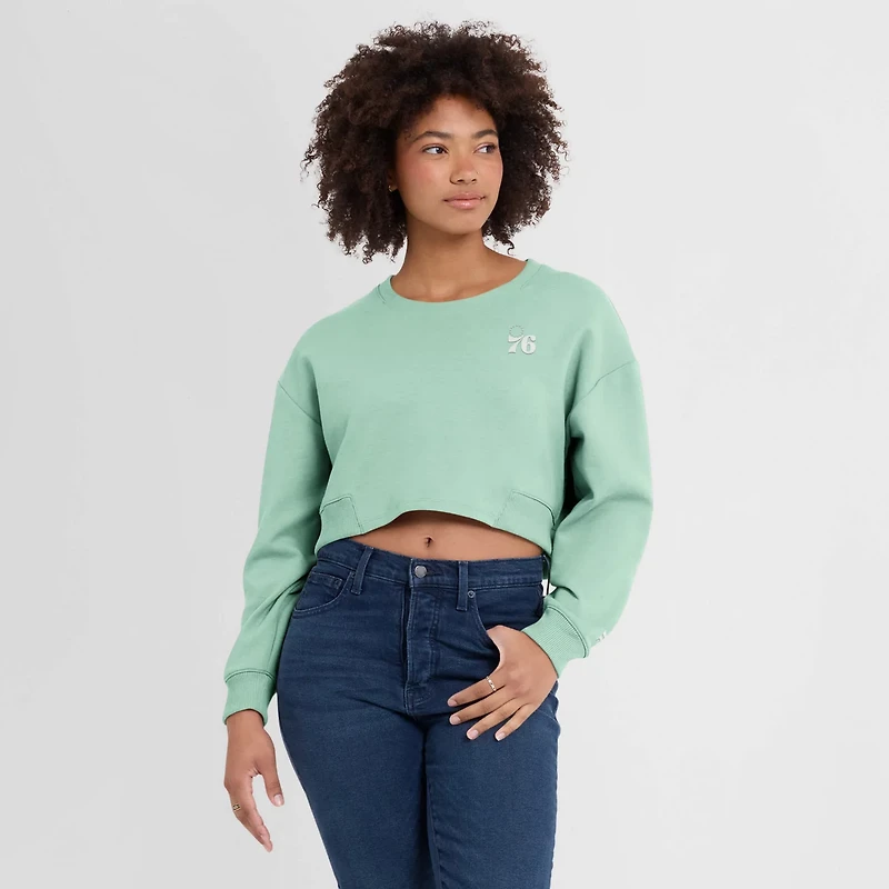 Fanatics Philadelphia 76ers Studio Premium Cropped Pullover Sweatshirt