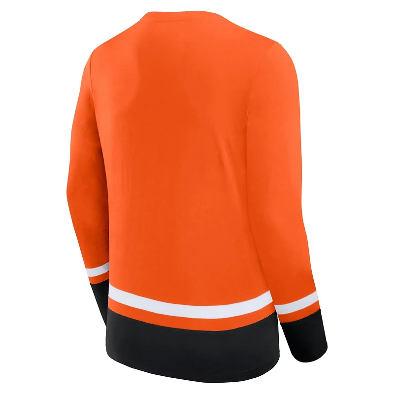 Fanatics Philadelphia Flyers Back Pass Lace-Up Long Sleeve T-Shirt