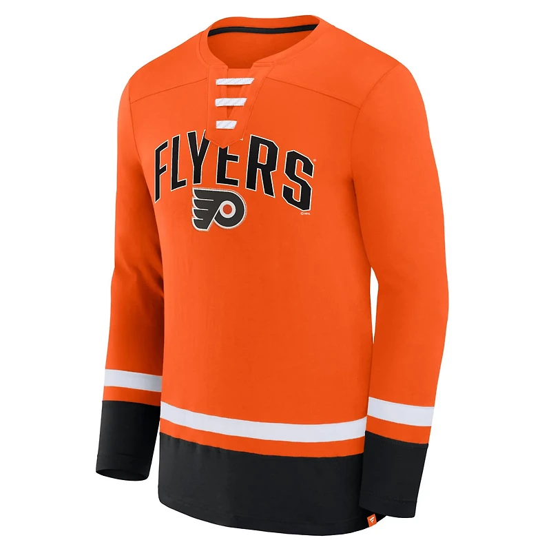 Fanatics Philadelphia Flyers Back Pass Lace-Up Long Sleeve T-Shirt