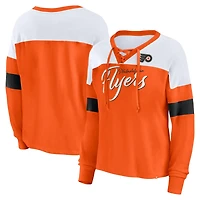 Fanatics Philadelphia Flyers Take the Shot Long Sleeve Lace-Up V-Neck T-Shirt