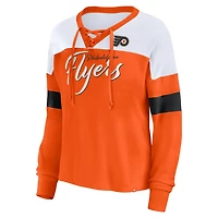 Fanatics Philadelphia Flyers Take the Shot Long Sleeve Lace-Up V-Neck T-Shirt