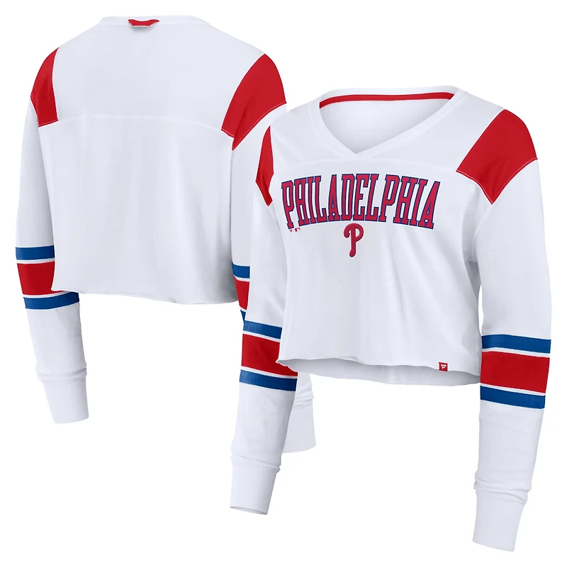 Fanatics Philadelphia Phillies Stretch Cropped Fashion Long Sleeve T-Shirt