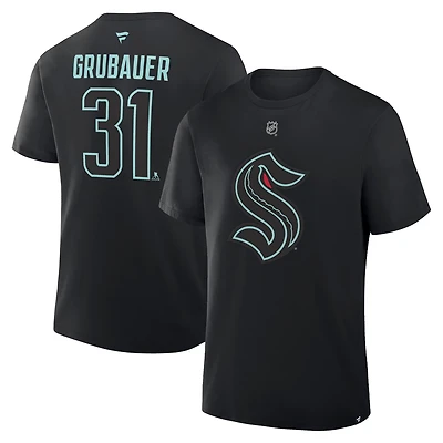 Fanatics Philipp Grubauer Seattle Kraken Authentic Stack Name  Number T-Shirt