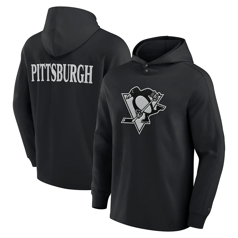 Fanatics Pittsburgh Penguins Elements Blaze Tri-Blend Long Sleeve Hoodie T-Shirt