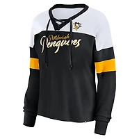 Fanatics Pittsburgh Penguins Take the Shot Long Sleeve Lace-Up V-Neck T-Shirt