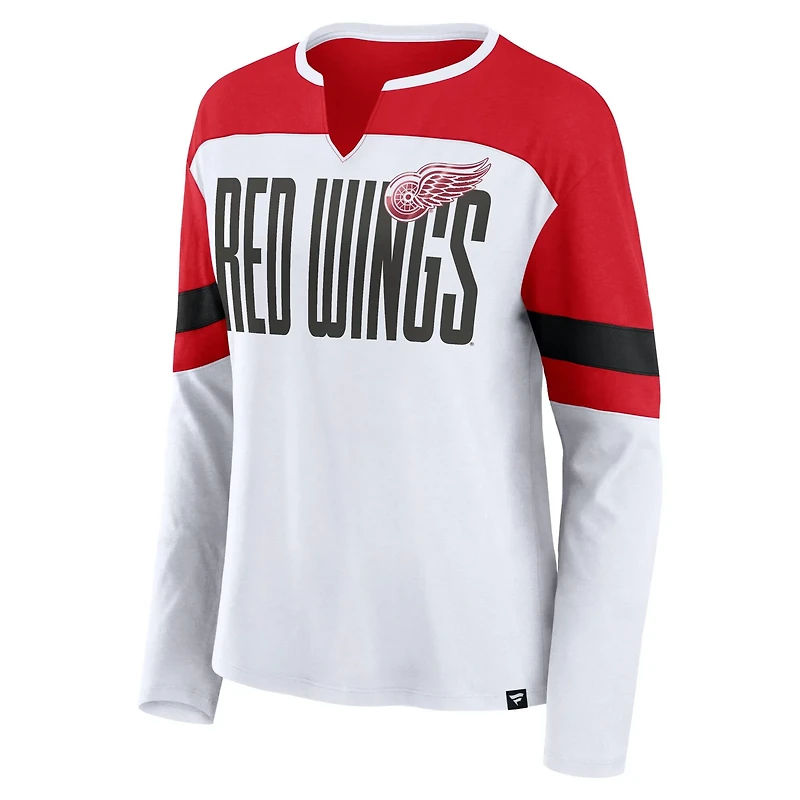 Fanatics Red Detroit Wings Frozen Long Sleeve Notch Neck T-Shirt