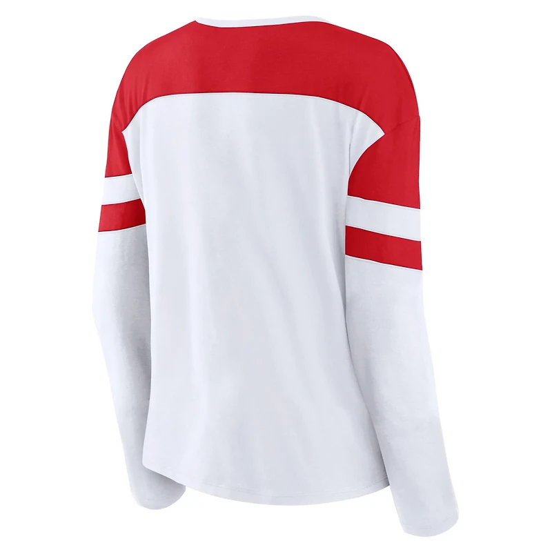 Fanatics Red New Jersey Devils Frozen Long Sleeve Notch Neck T-Shirt