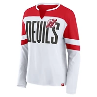 Fanatics Red New Jersey Devils Frozen Long Sleeve Notch Neck T-Shirt