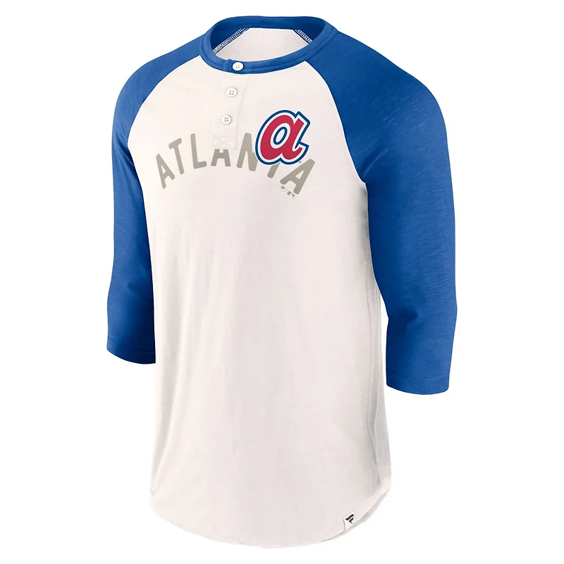 Fanatics Royal Atlanta Braves Backdoor Slider Raglan 3 4-Sleeve T-Shirt