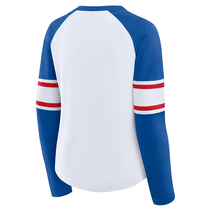 Fanatics Royal Chicago Cubs Blitz Package Raglan Lace-Up V-Neck Long Sleeve T-Shirt