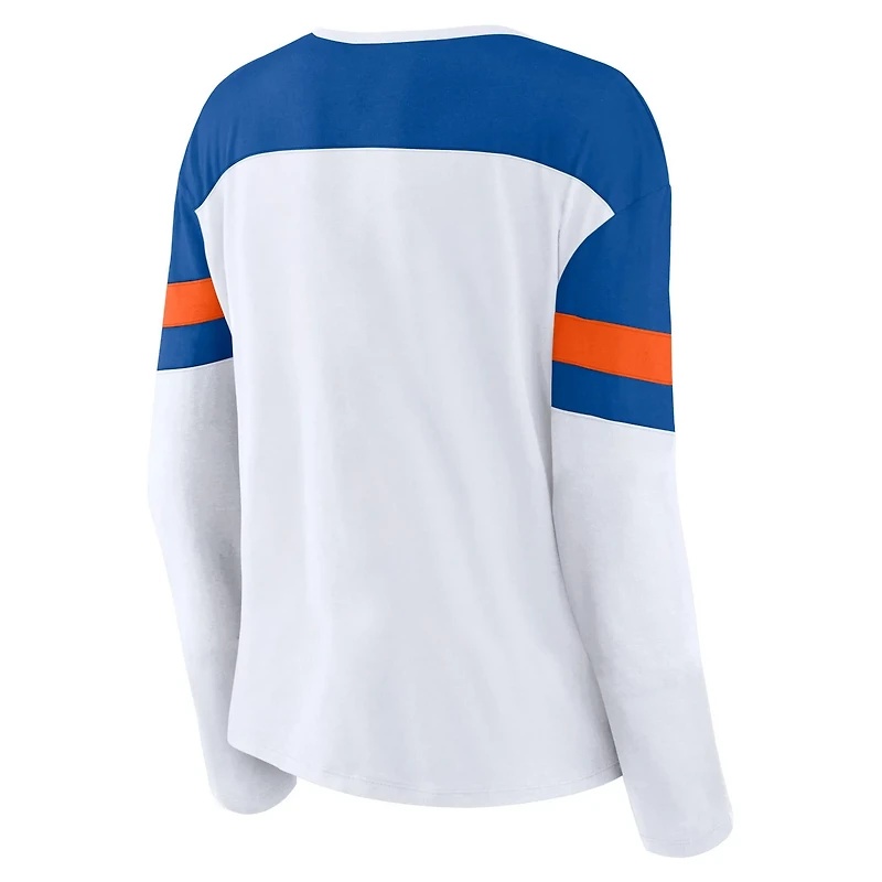 Fanatics Royal New York Islanders Frozen Long Sleeve Notch Neck T-Shirt