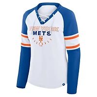 Fanatics Royal New York Mets Blitz Package Raglan Lace-Up V-Neck Long Sleeve T-Shirt