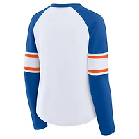 Fanatics Royal New York Mets Blitz Package Raglan Lace-Up V-Neck Long Sleeve T-Shirt