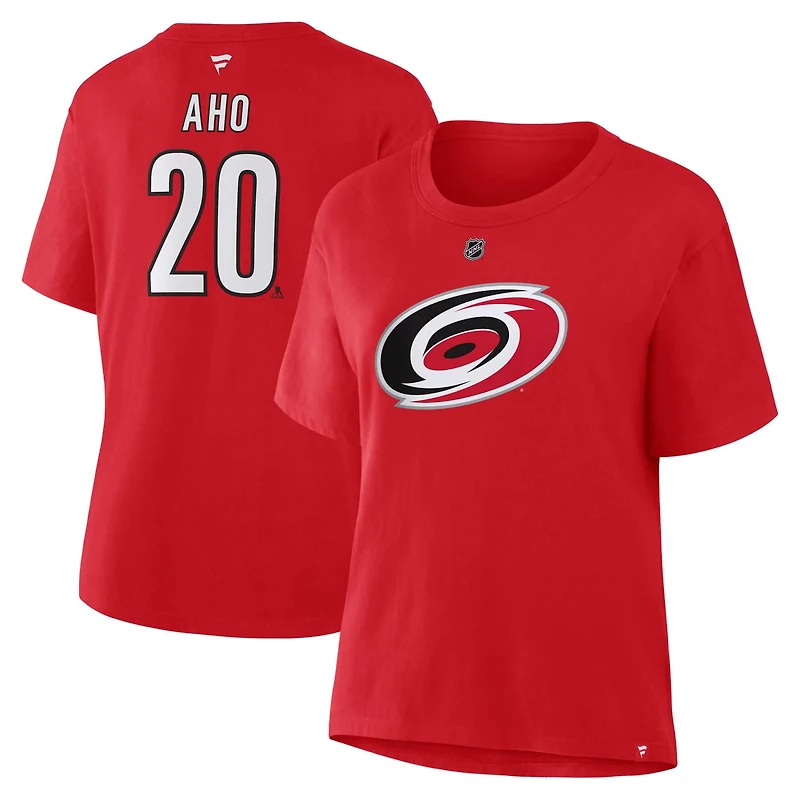 Fanatics Sebastian Aho Carolina Hurricanes Authentic Stack Name Number T-Shirt