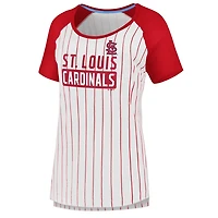 Fanatics St Louis Cardinals Cooperstown Collection Iconic Pinstripe Raglan Scoop Neck T-Shirt