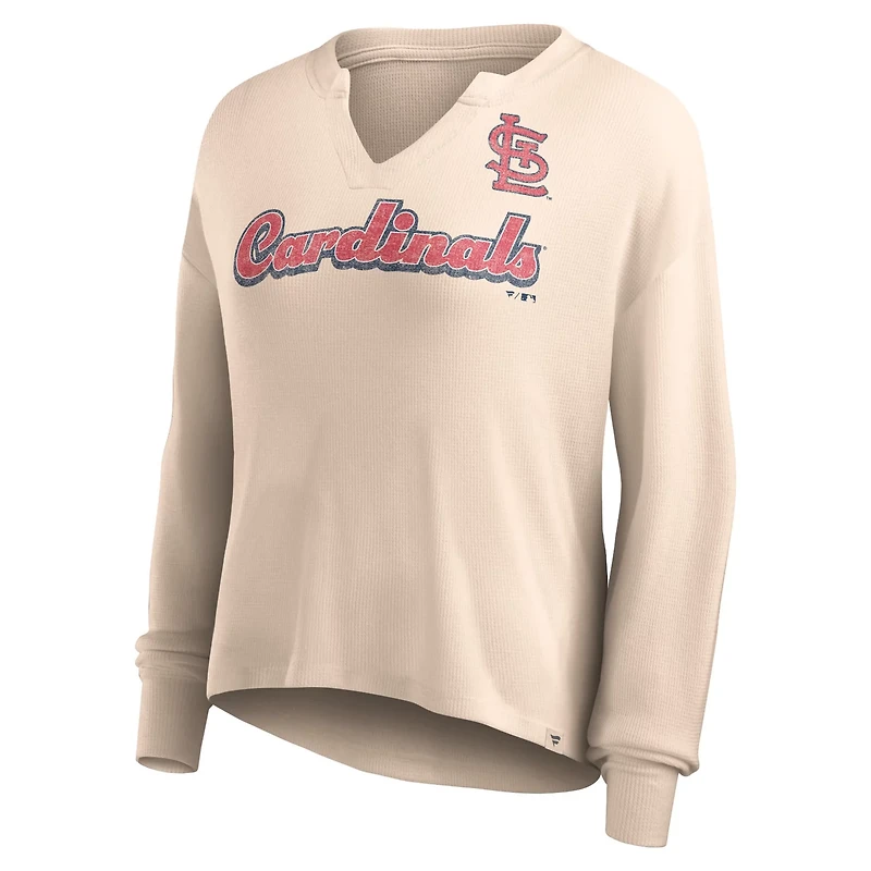 Fanatics St Louis Cardinals Go For It Waffle Knit Long Sleeve Notch Neck T-Shirt