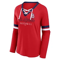 Fanatics St Louis Cardinals Won  Done Raglan Lace-Up Long Sleeve T-Shirt