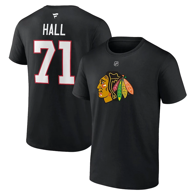 Fanatics Taylor Hall Chicago hawks Authentic Stack Name  Number T-Shirt