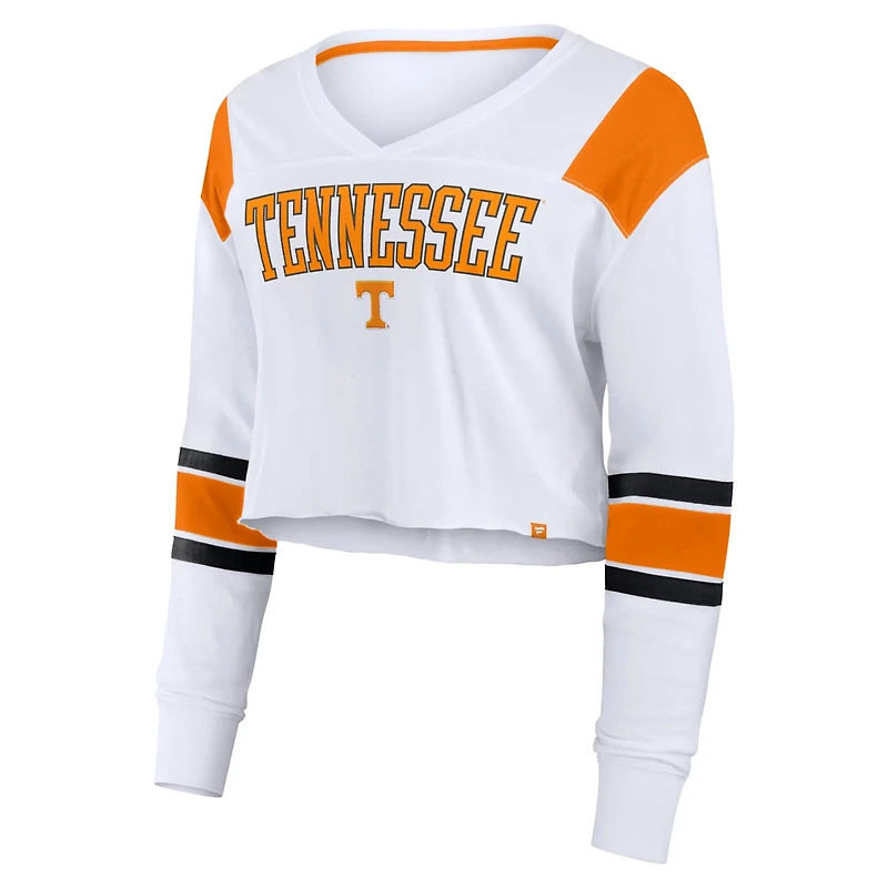 Fanatics Tennessee Volunteers Training Camp Cropped Long Sleeve V-Neck Fashion Top