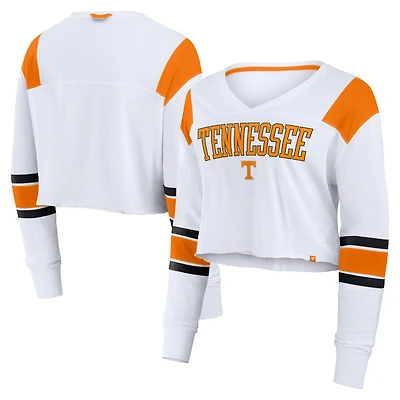 Fanatics Tennessee Volunteers Training Camp Cropped Long Sleeve V-Neck Fashion Top