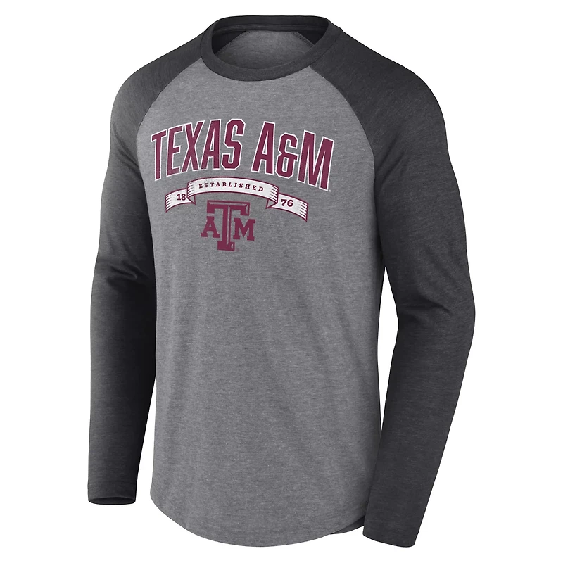 Fanatics Texas AM Aggies Banner Year Tri-Blend Raglan Long Sleeve T-Shirt
