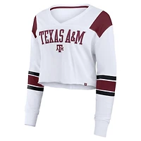 Fanatics Texas AM Aggies Training Camp Cropped Long Sleeve V-Neck Fashion Top