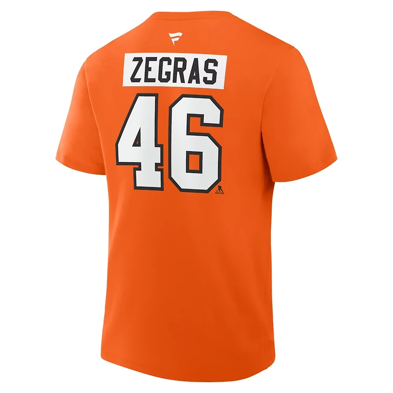Fanatics Trevor Zegras Philadelphia Flyers Authentic Stack Name  Number T-Shirt