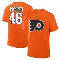 Fanatics Trevor Zegras Philadelphia Flyers Authentic Stack Name  Number T-Shirt