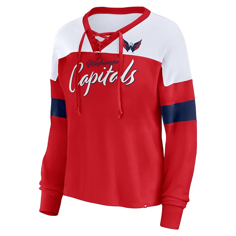 Fanatics Washington Capitals Take the Shot Long Sleeve Lace-Up V-Neck T-Shirt