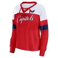 Fanatics Washington Capitals Take the Shot Long Sleeve Lace-Up V-Neck T-Shirt