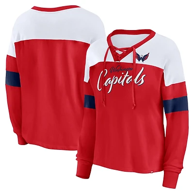 Fanatics Washington Capitals Take the Shot Long Sleeve Lace-Up V-Neck T-Shirt